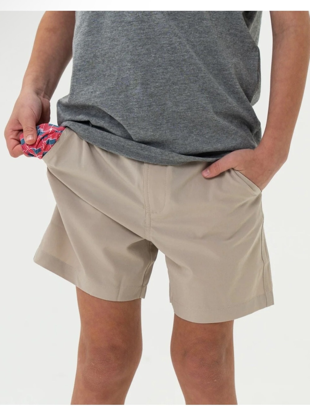 BURLEBO Youth Everyday Shorts - Light Khaki (Size Small)